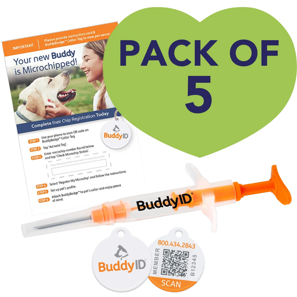 Pack of 5 Microchip Complete Protection System by BuddyID