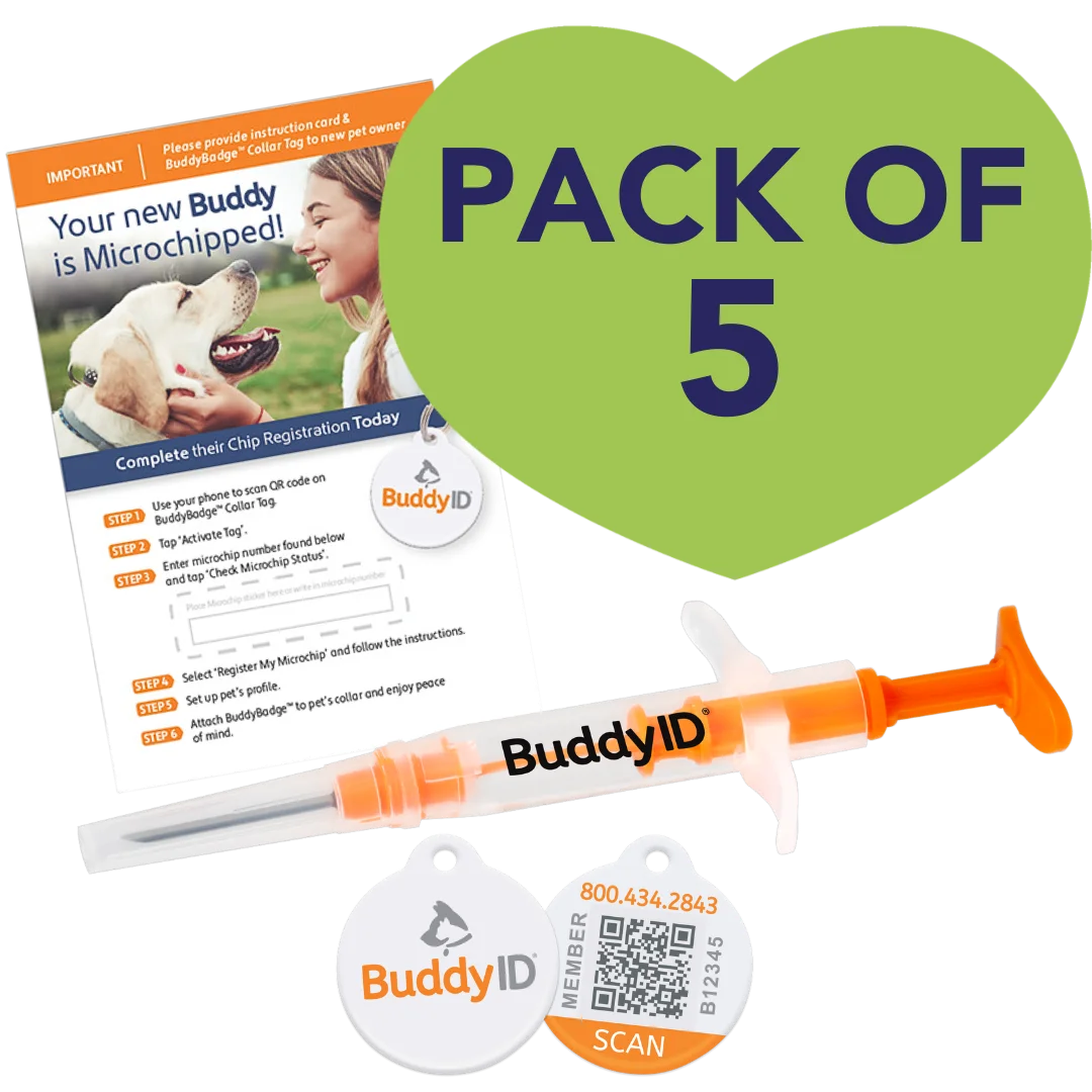 Pack of 5 Microchip Complete Protection System by BuddyID