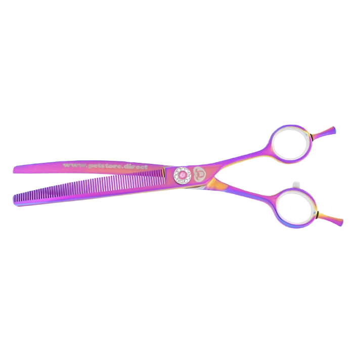 7" 66T Rainbow Curved Thinning Shears by PetStore.Direct