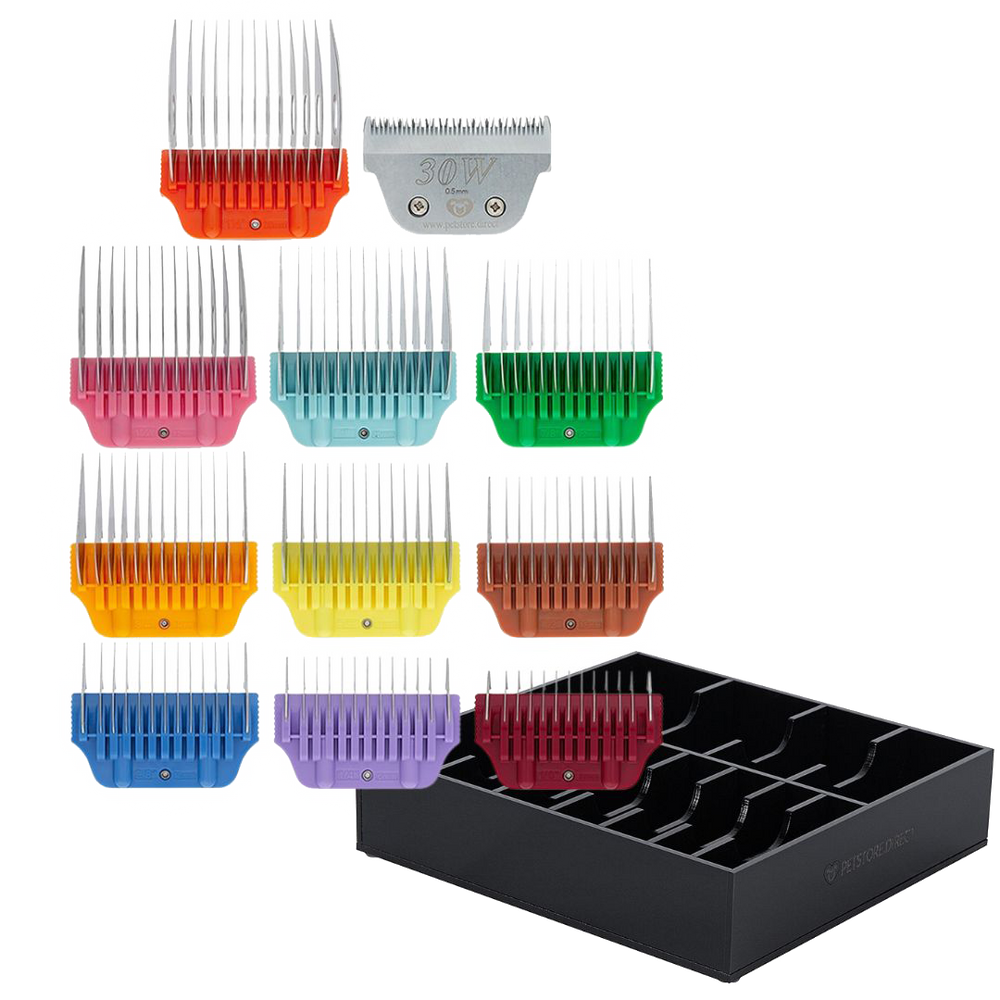 Wide Colored Combs Set of 10 and 30W Blade with Black Holder