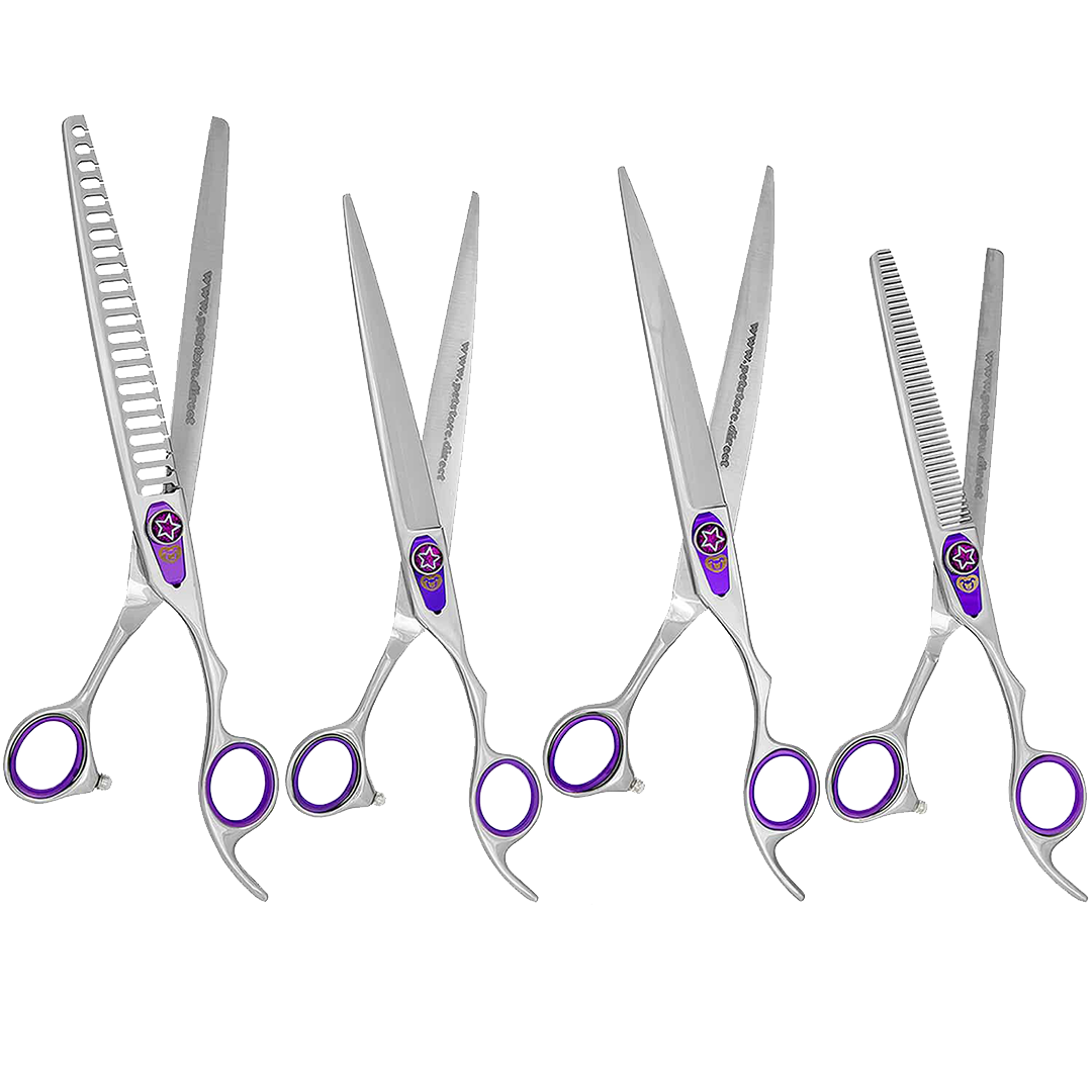 Purple 4 Grooming Shear Set in a Case by PetStore.Direct