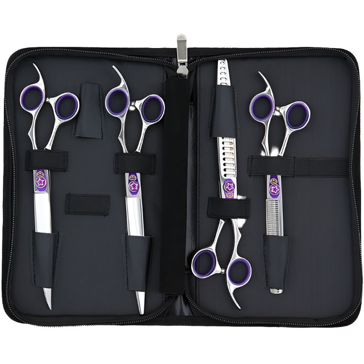 Purple 4 Grooming Shear Set in a Case by PetStore.Direct