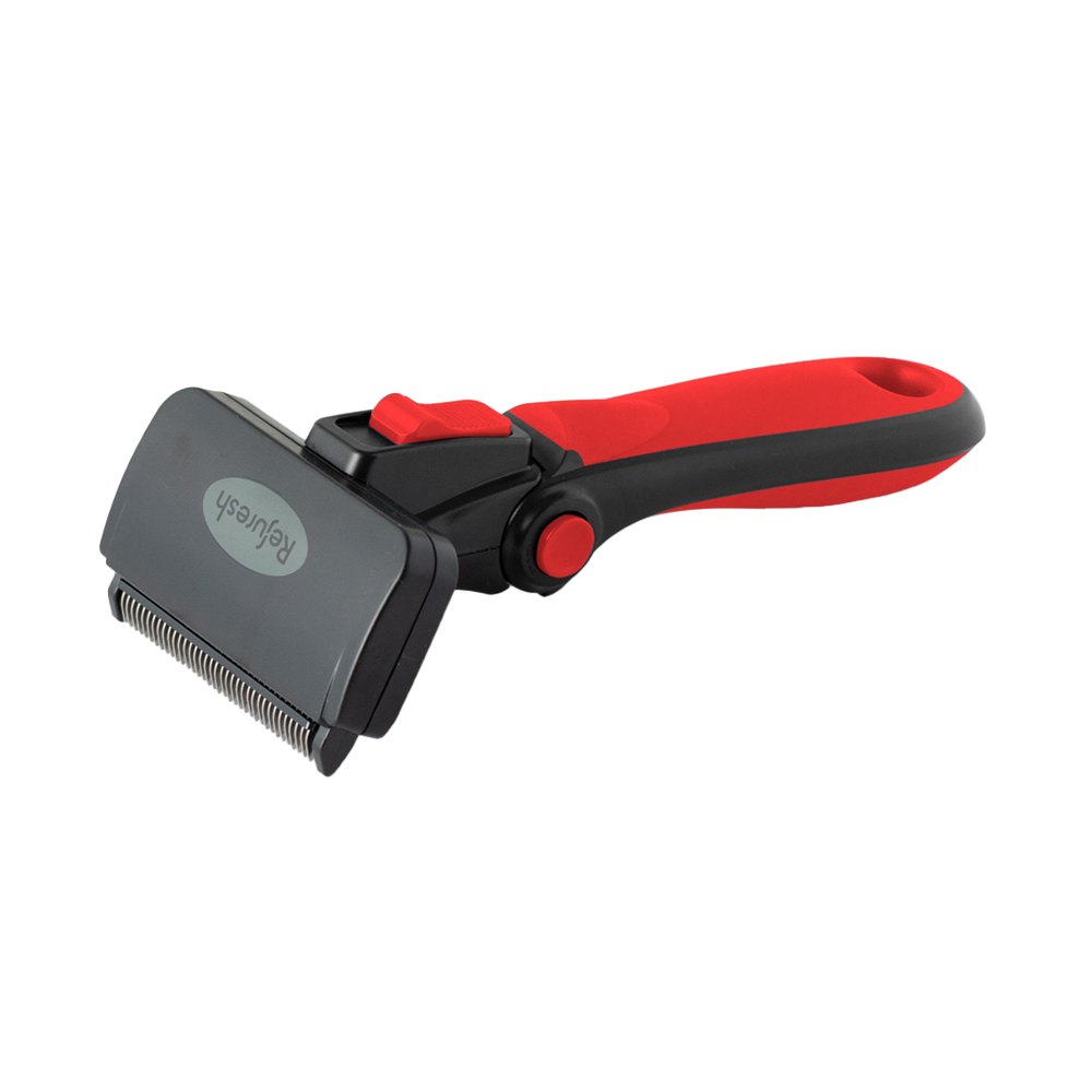 Medium Deshedding Tool Red For Short Coat Dogs and Cats by Refuresh