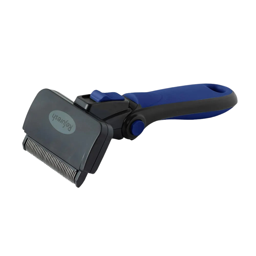 Medium Deshedding Tool Blue For Long Coat Dogs by Refuresh