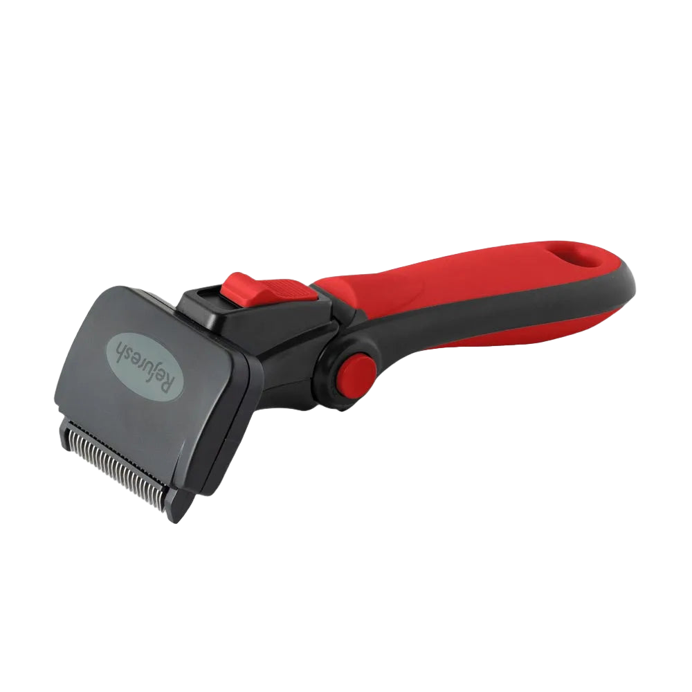 Small Deshedding Tool Red For Short Coat Dogs and Cats by Refuresh