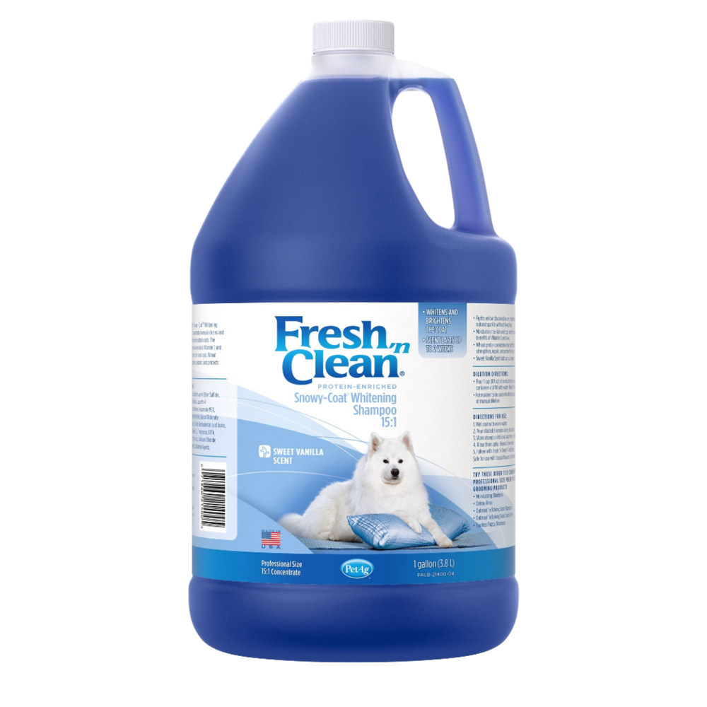 Snowy-Coat Whitening Shampoo Vanilla Scent 15:1 Concentrate Gallon by Fresh 'n Clean