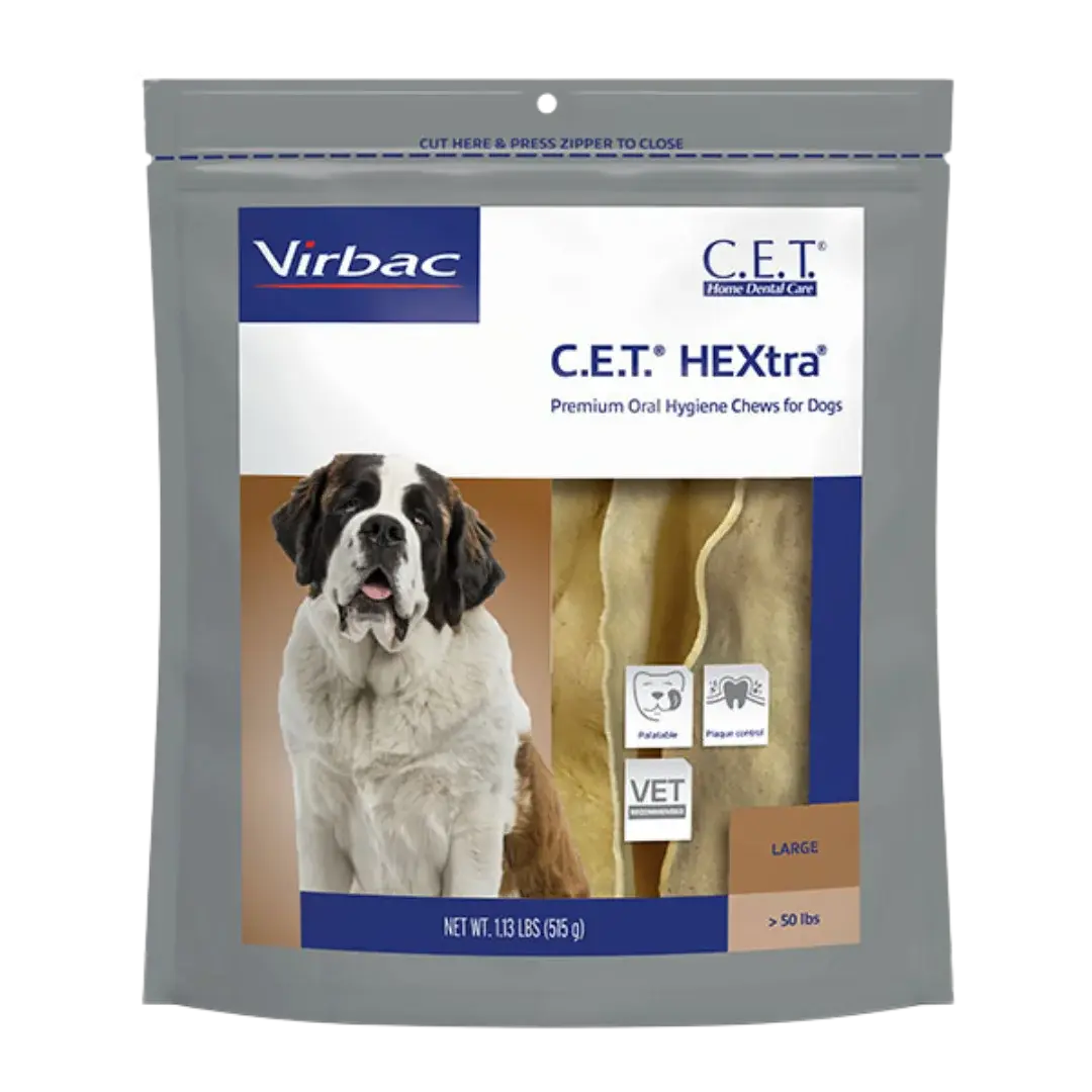 CET HEXtra Oral Hygiene Chews for Dogs Pack of 30 Large by Virbac Animal Health