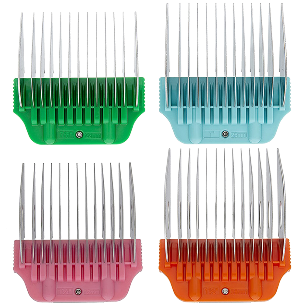 Wide Colored Combs Set of 4 (7/8" through 1 1/2″) by PetStore.Direct