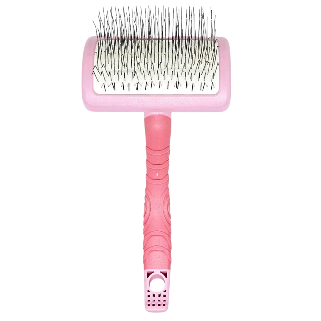 Plastic Handle Medium Slicker Brush Pink by Zolitta