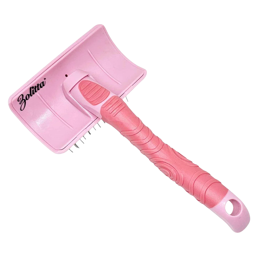 Plastic Handle Medium Slicker Brush Pink by Zolitta