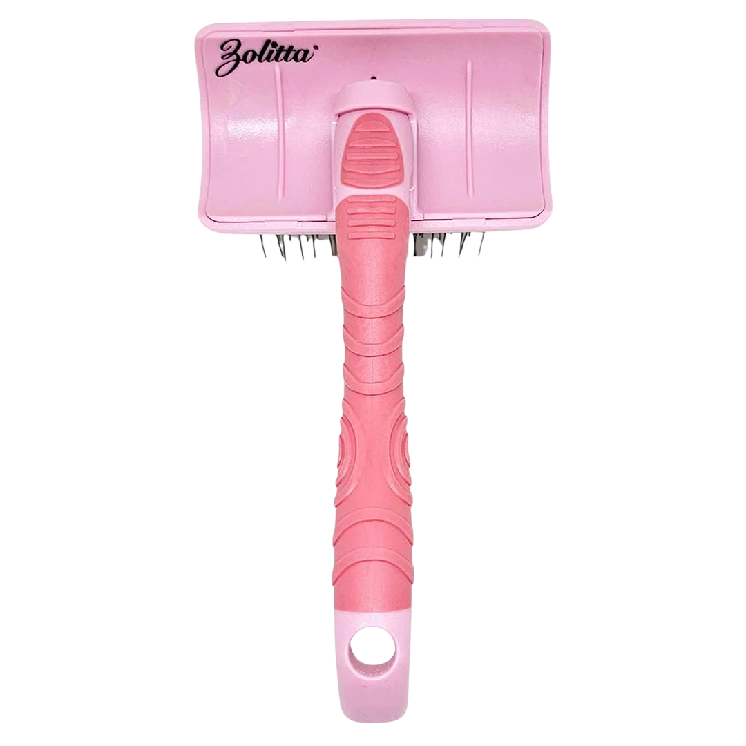 Plastic Handle Medium Slicker Brush Pink by Zolitta